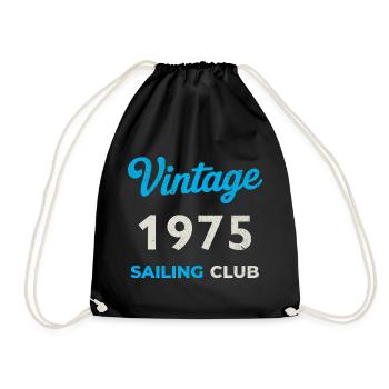 Vintage 1975 – Sailing Club Retro Birth Year - Drawstring Bag - black - Front