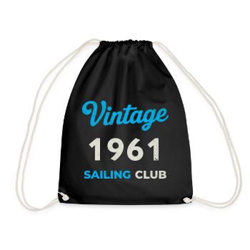 Vintage 1961 – Sailing Club Retro Birth Year - Drawstring Bag - black - Front