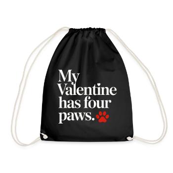 My Valentine Has Four Paws Shirt – Cute Pet Lover  - Drawstring Bag - black - Front