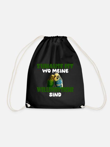 Home is where my budgies are - Drawstring Bag - black