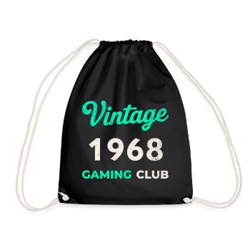 Vintage 1968 – Gaming Club Retro Birth Year - Drawstring Bag - black - Front