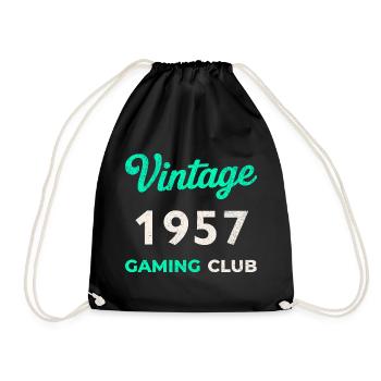 Vintage 1957 – Gaming Club Retro Birth Year - Drawstring Bag - black - Front