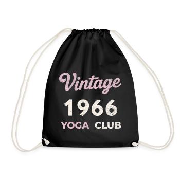 Vintage 1966 Yoga Club Retro Geburtsjahr Jahrgang - Turnbeutel - Schwarz - Vorne