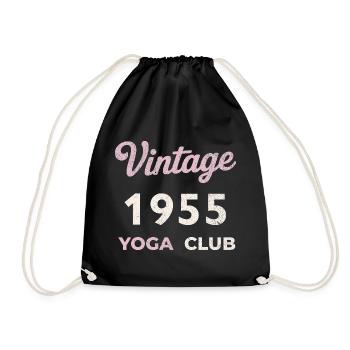 Vintage 1955 Yoga Club Retro Geburtsjahr Jahrgang - Turnbeutel - Schwarz - Vorne