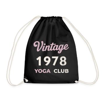 Vintage 1978 Yoga Club Retro Birth Year Vintage - Drawstring Bag - black - Front
