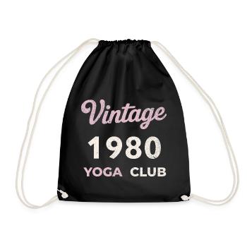 Vintage 1980's Yoga Club Retro Birth Year Vintage - Drawstring Bag - black - Front