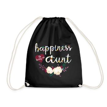 Floral Aunt Shirt Cute Aunt Gift for Her - Drawstring Bag - black - Front