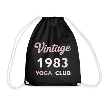 Vintage 1983 Yoga Club Retro Birth Year Vintage - Drawstring Bag - black - Front
