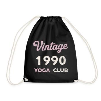 Vintage 1990 Yoga Club Retro Geburtsjahr Jahrgang - Turnbeutel - Schwarz - Vorne