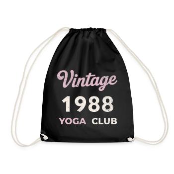Vintage 1988 Yoga Club Retro Geburtsjahr Jahrgang - Turnbeutel - Schwarz - Vorne