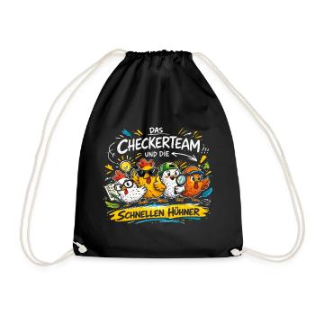 The checker team and the fast chickens - Drawstring Bag - black - Front