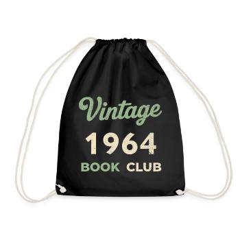 Vintage 1964 Book Club Retro Birth Year Gift - Drawstring Bag - black - Front