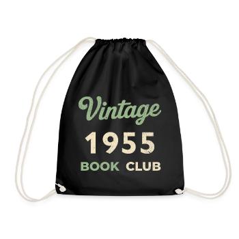 Vintage 1955 Book Club Retro Birth Year Gift - Drawstring Bag - black - Front