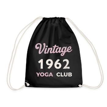 Vintage 1962 Yoga Club Retro Birth Year Vintage - Drawstring Bag - black - Front