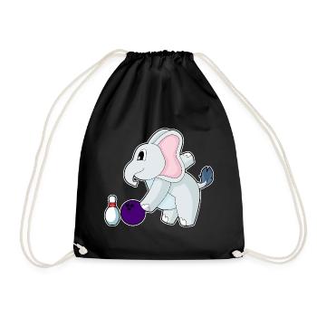 Elefant Bowling Bowlingkugel Pin - Turnbeutel - Schwarz - Vorne
