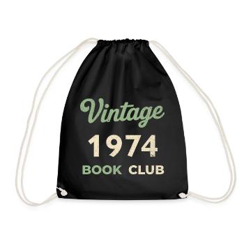 Vintage 1974 Book Club Retro Geburtsjahr Geschenk - Turnbeutel - Schwarz - Vorne
