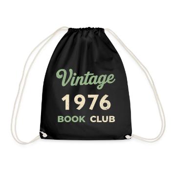 Vintage 1976 Book Club Retro Birth Year Gift - Drawstring Bag - black - Front