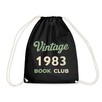 Vintage 1983 Book Club Retro Birth Year Gift - Drawstring Bag - black - Front