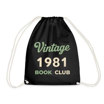 Vintage 1981 Book Club Retro Geburtsjahr Geschenk - Turnbeutel - Schwarz - Vorne