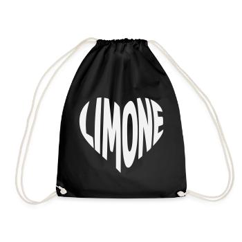 Limone Herz Design - Turnbeutel - Schwarz - Vorne