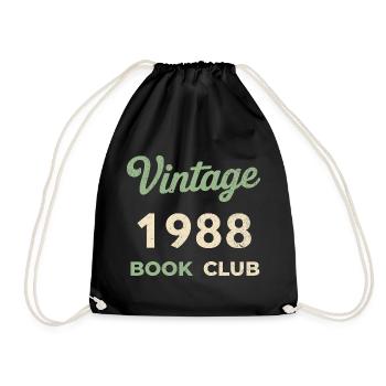 Vintage 1988 Book Club Retro Geburtsjahr Geschenk - Turnbeutel - Schwarz - Vorne