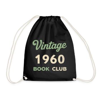 Vintage 1960 Book Club Retro Geburtsjahr Geschenk - Turnbeutel - Schwarz - Vorne