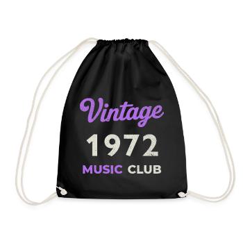 Vintage 1972 Music Club Retro Birth Year Vintage - Drawstring Bag - black - Front