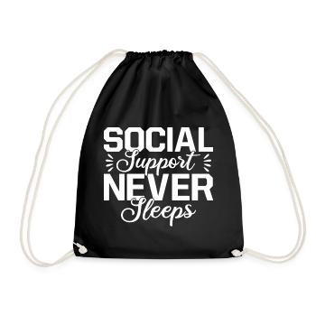 Citation d’un travailleur social : Soutien ne dort jamais social - Sac de sport léger - noir - Devant