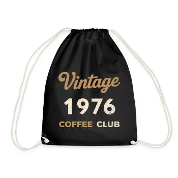 Vintage 1976 – Coffee Club Retro Birth Year - Drawstring Bag - black - Front