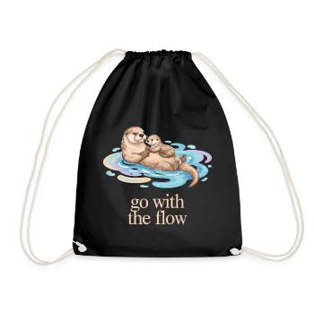Otter Family Go with the Flow - Drawstring Bag - black - Front
