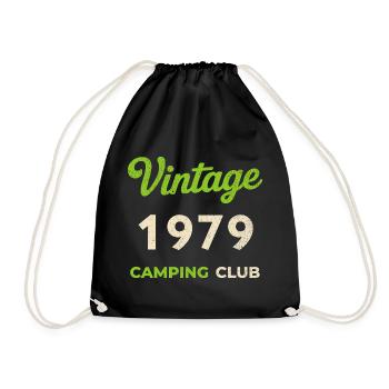 Vintage 1979 – Camping Club Retro Birth Year - Drawstring Bag - black - Front