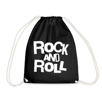 Rock and Roll Bold Typography T-Shirt - Turnbeutel - Schwarz - Vorne