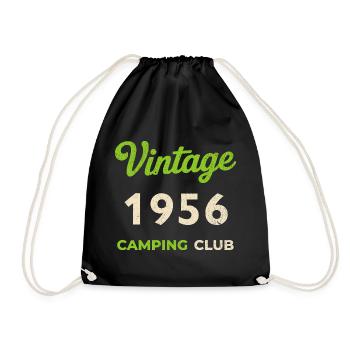 Vintage 1956 – Camping Club Retro Geburtsjahr - Turnbeutel - Schwarz - Vorne