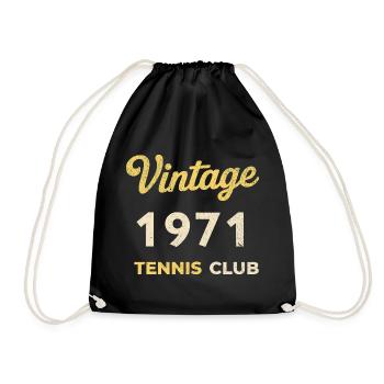 Vintage 1971 Tennis Club Retro Geburtstag Geschenk - Turnbeutel - Schwarz - Vorne