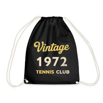 Vintage 1972 Tennis Club Retro Geburtstag Geschenk - Turnbeutel - Schwarz - Vorne