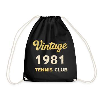 Vintage 1981 Tennis Club Retro Geburtstag Geschenk - Turnbeutel - Schwarz - Vorne
