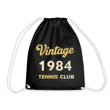 Vintage 1984 Tennis Club Retro Birthday Gift - Drawstring Bag - black - Front