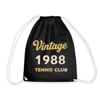 Vintage 1988 Tennis Club Retro Geburtstag Geschenk - Turnbeutel - Schwarz - Vorne