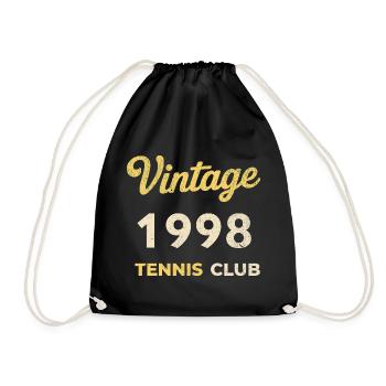 Vintage 1998 Tennis Club Retro Geburtstag Geschenk - Turnbeutel - Schwarz - Vorne