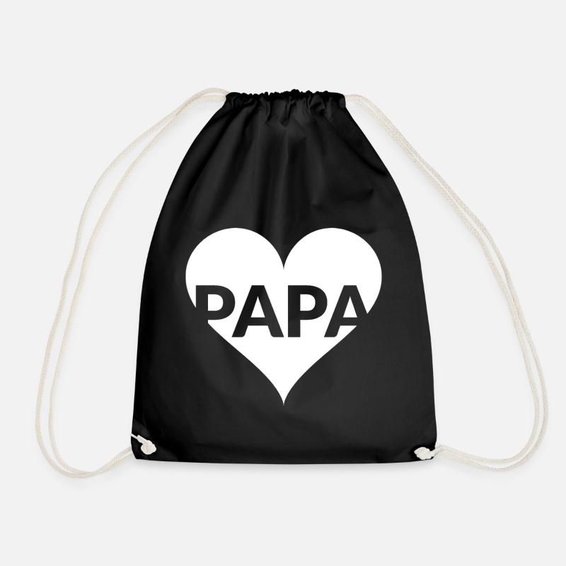 PAPA Heart Love Design - Drawstring Bag - black