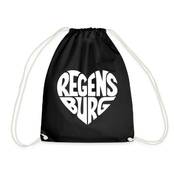 Regensburg Herzdesign - Turnbeutel - Schwarz - Vorne