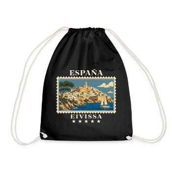 Spanien Eivissa Vintage Reisemarke - Turnbeutel - Schwarz - Vorne