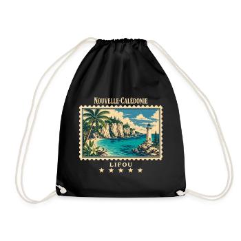 Neukaledonien Lifou Vintage Reisemarke - Turnbeutel - Schwarz - Vorne