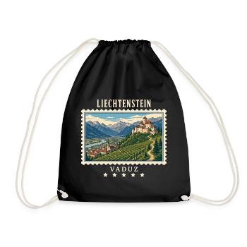 Liechtenstein Vaduz Vintage Reisemarke - Turnbeutel - Schwarz - Vorne