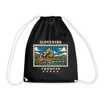 Slowakei Trenčín Vintage Reisemarke - Turnbeutel - Schwarz - Vorne