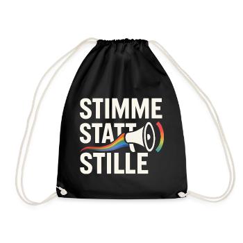 Stimme statt Stille Pride Statement Vielfalt - Turnbeutel - Schwarz - Vorne