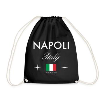 Neapel Italien Koordinaten Reise Souvenir - Turnbeutel - Schwarz - Vorne