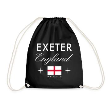 Exeter England Koordinaten Reise Souvenir - Turnbeutel - Schwarz - Vorne