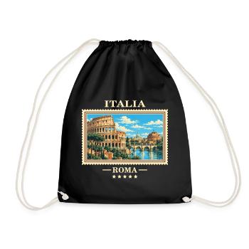 Italien Rom Vintage Reisemarke - Turnbeutel - Schwarz - Vorne