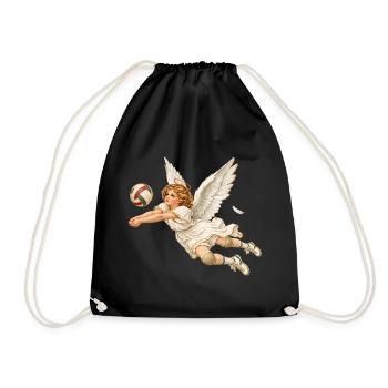 Volleyball Engel Weihnachten Geschenk Vintage - Turnbeutel - Schwarz - Vorne